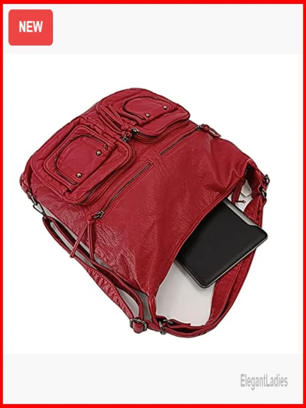 Large PU Leather Hobo Bag Convertible Backpack Tote Crossbody